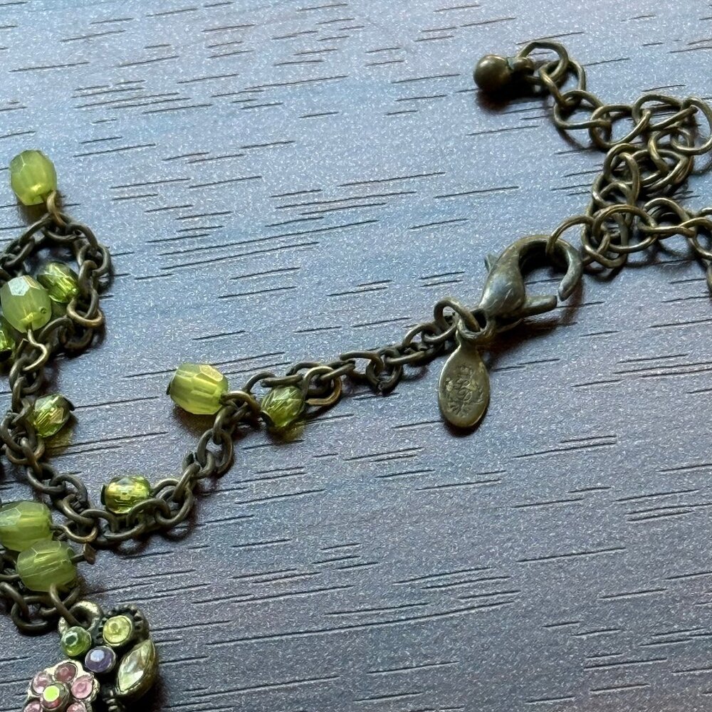 Premier Designs Blooming Vines Vintage Floral Necklace Y2K Enamel Rhinestones - Picture 3 of 4